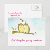 De uil houdt van u altijd Valentijn Feestdagenkaart (Voorkant / Achterkant)