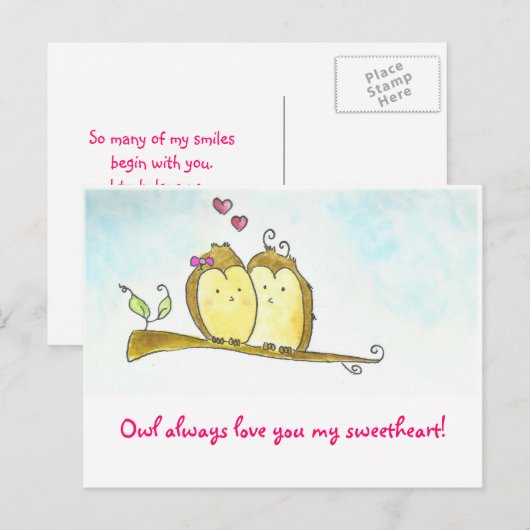 De uil houdt van u altijd Valentijn Feestdagenkaart (Voorkant / Achterkant)