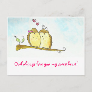 De uil houdt van u altijd Valentijn Feestdagenkaart