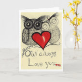 De uil houdt van u altijd… (Wenskaart voor uw lov Kaart (Gele Bloem)