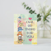 De "uil is daar voor u" Briefkaart (Staand voorkant)