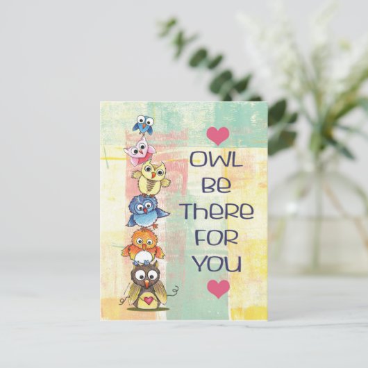 De "uil is daar voor u" Briefkaart (Staand voorkant)