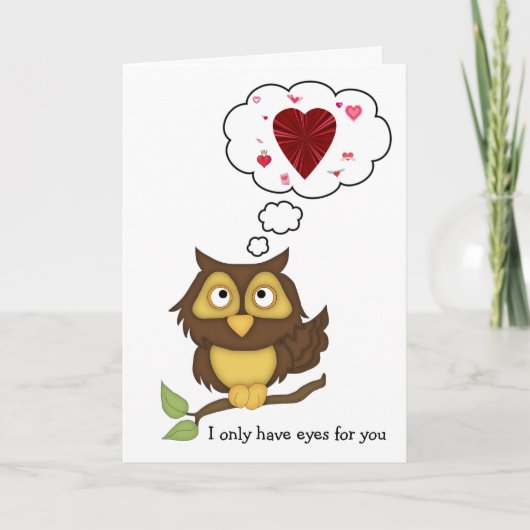 De uil-Leuke Harten van Valentijn Feestdagen Kaart (Voorkant)