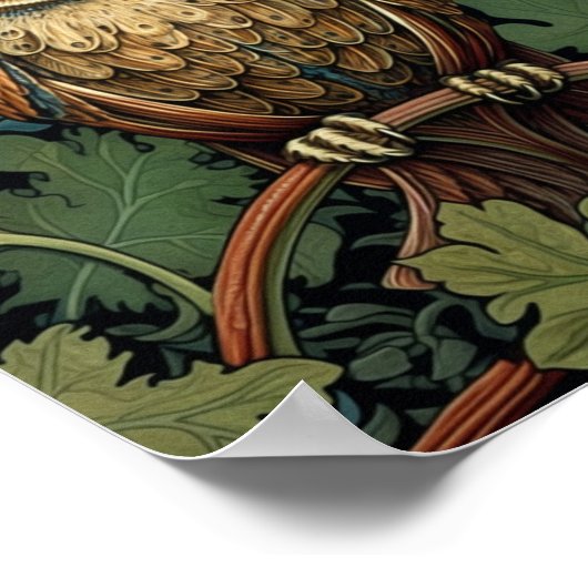 De uil op een eikenboom poster (Hoek)