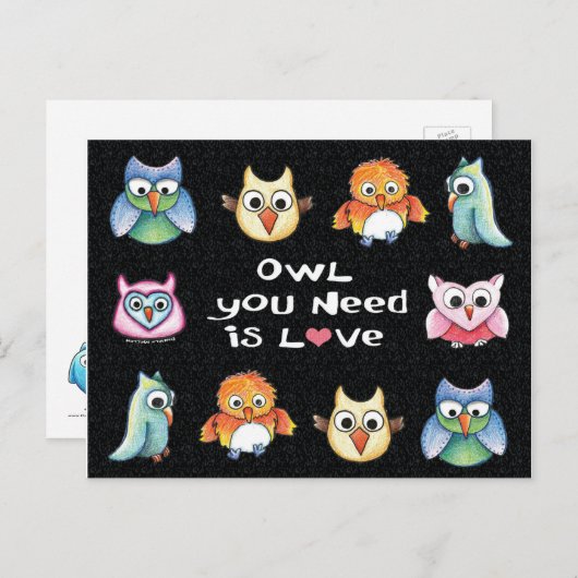 De "uil u wenst is het Briefkaart van de Uil van (Voorkant / Achterkant)