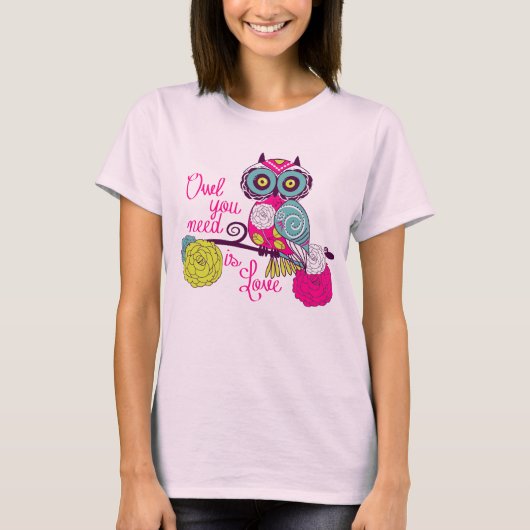 De uil u wenst is liefde t-shirt (Voorkant)