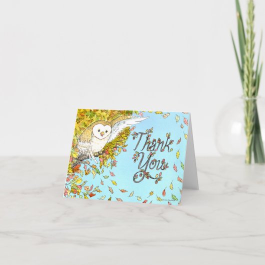 De Uil van de herfst dankt u kaardt Bedankkaart (Voorkant)