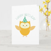 De Uil van de verjaardag Kaart (Gele Bloem)