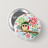 De uil van Kerstmis Ronde Button 5,7 Cm (Voorkant /achterkant)