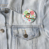 De uil van Kerstmis Ronde Button 5,7 Cm (In situ)