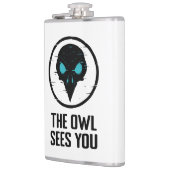 De uil ziet je - Glitch Eye Horror Shirt - Wit Heupfles (Links)