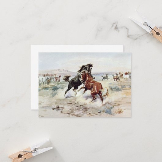 De uitdaging (paardenhengsten vechten) kaart (Voorkant / Achterkant in situ)