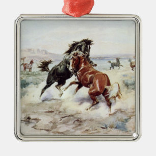 De uitdaging (Wilde paarden vechten) Metalen Ornament