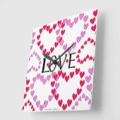 De uiterst kleine Rozerode LIEFDE van Harten Vierkante Klok (Hoek)