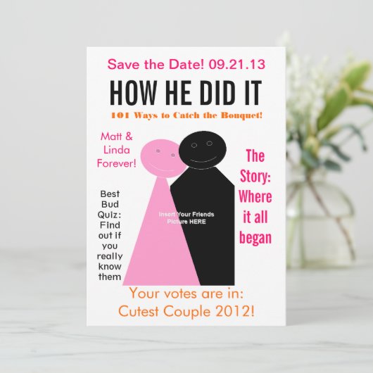 De Uitgave van het tijdschrift sparen de Datum Save The Date (Staand voorkant)