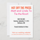 De Uitgave van het tijdschrift sparen de Datum Save The Date (Achterkant)