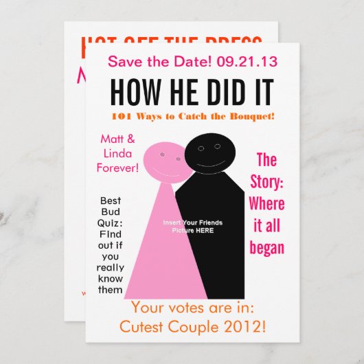 De Uitgave van het tijdschrift sparen de Datum Save The Date (Voorkant / Achterkant)