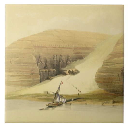De uitgegraven tempel van Abu Simbel uit "Egypte e Tegeltje (Voorkant)