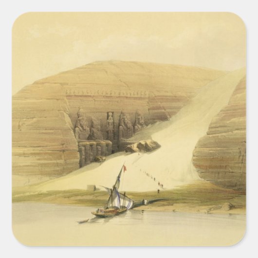 De uitgegraven tempel van Abu Simbel uit "Egypte e Vierkante Sticker (Voorkant)