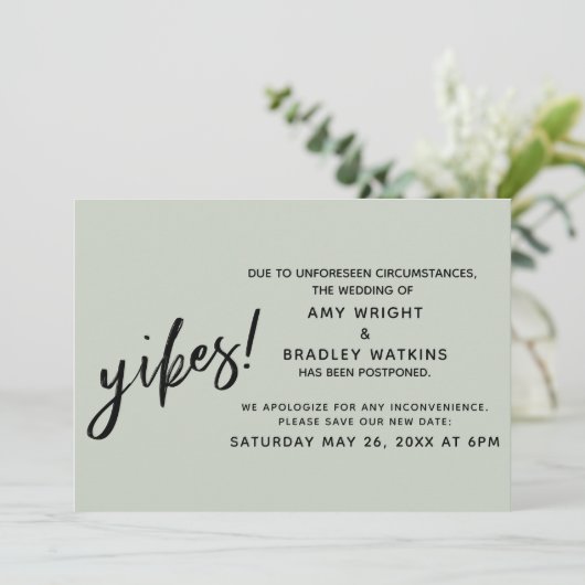 De uitgestelde Humor Yikes van de bruiloft. Sage A Kaart (Staand voorkant)