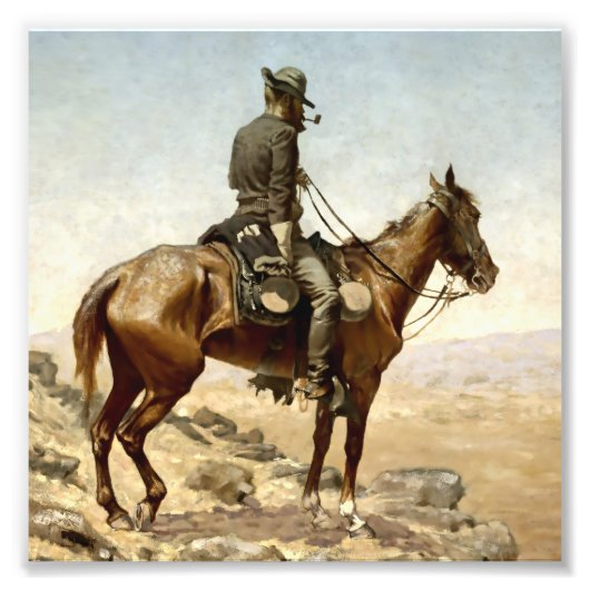 “De Uitkijk” Cowboy Kunst van Frederic Remington Foto Afdruk (Voorkant)