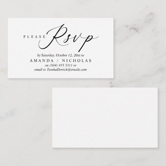 De Uitnodiging RSVP van het huwelijk, het Ontwerp  Informatiekaartje (Voorkant / Achterkant)