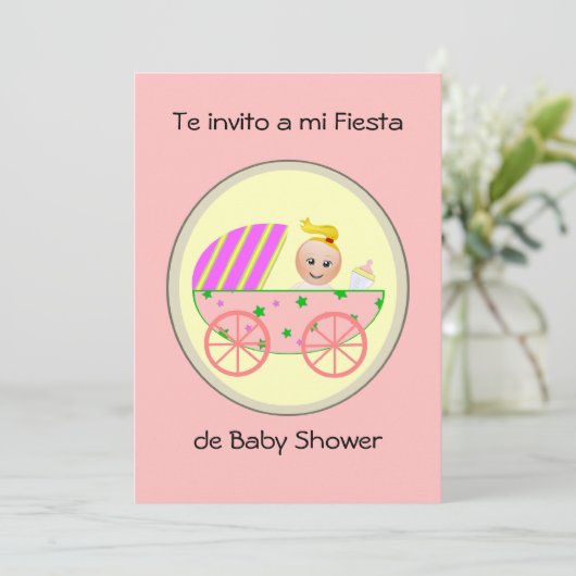 De uitnodiging tot een mi fiesta de baby shower (Staand voorkant)