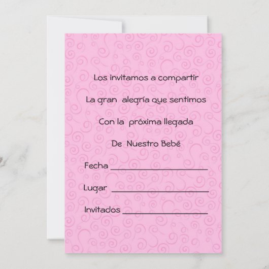 De uitnodiging tot een mi fiesta de baby shower (Achterkant)