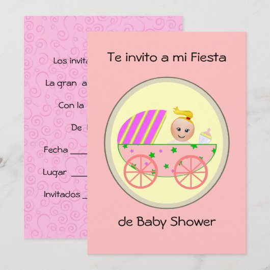 De uitnodiging tot een mi fiesta de baby shower (Voorkant / Achterkant)