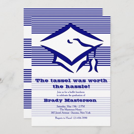 De uitnodiging tot het Afstuderen Tassel (Voorkant / Achterkant)