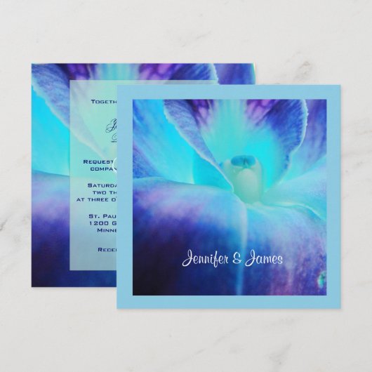 De uitnodiging tot het blauwe orchidee huwelijk (Voorkant / Achterkant)