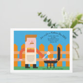 De Uitnodiging van Barbecuing van het man (Staand voorkant)