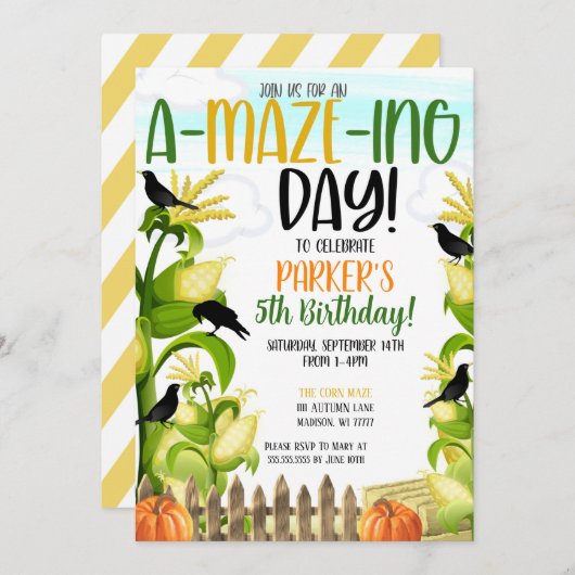 De uitnodiging van Corn Maze Boy van 's avonds (Voorkant / Achterkant)