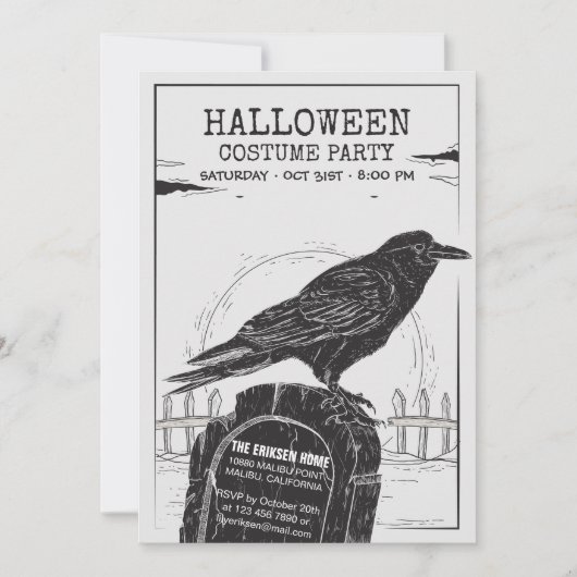De uitnodiging van Crow Halloween Costume Party (Voorkant)
