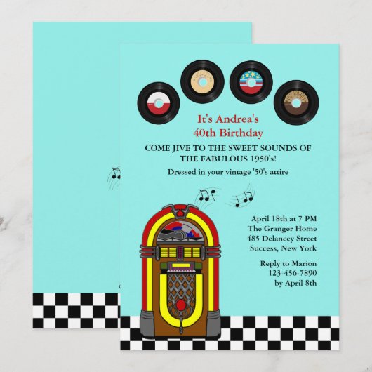 De uitnodiging van de 45-jarige verjaardag (Voorkant / Achterkant)