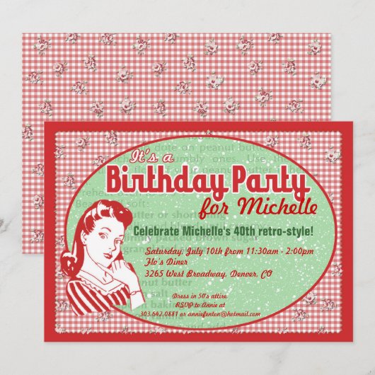 De uitnodiging van de 50e verjaardag van de verjaa (Voorkant / Achterkant)