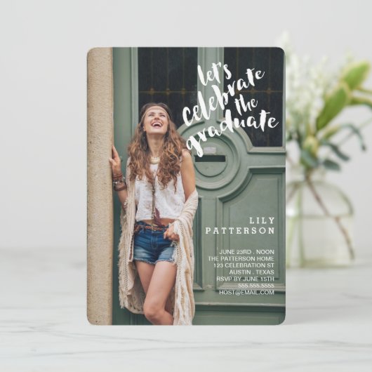 De uitnodiging van de Afstuderen Graduation Party  (Staand voorkant)
