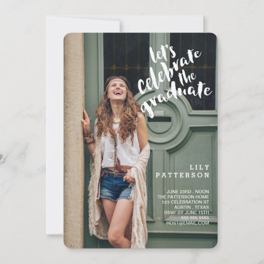De uitnodiging van de Afstuderen Graduation Party  (Voorkant)