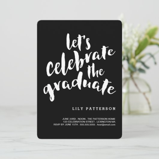 De uitnodiging van de Afstuderen Graduation Party  (Staand voorkant)