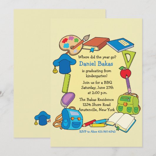 De Uitnodiging van de Afstuderen van de lage (Voorkant / Achterkant)