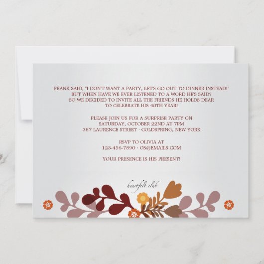 De Uitnodiging van de Banner van de herfst (Achterkant)