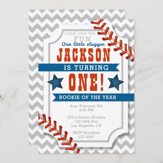 De uitnodiging van de Baseball Little Slugger Boy  (Voorkant / Achterkant)