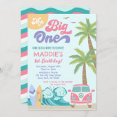 De uitnodiging van de Big One Surf om de verjaarda (Voorkant / Achterkant)