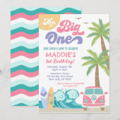 De uitnodiging van de Big One Surf om de verjaarda (Voorkant / Achterkant)