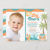 De uitnodiging van de Big One Surf om de verjaarda (Voorkant / Achterkant)