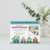 De uitnodiging van de Birthday-boordjongen (aqua) (Staand voorkant)