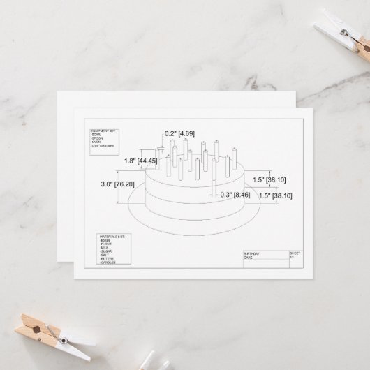 De uitnodiging van de Birthday Cake van de ingenie (Voorkant / Achterkant in situ)