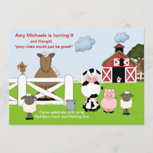De uitnodiging van de Birthday-partij Red Barn