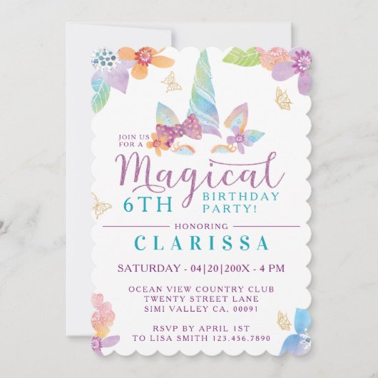 De uitnodiging van de 'Birthday' van het meisje va (Voorkant)