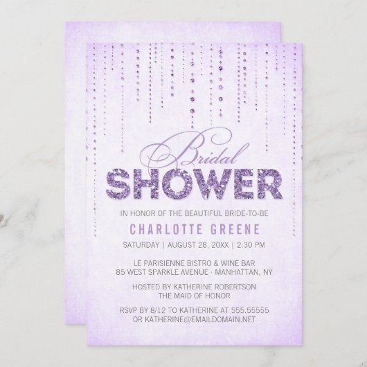 De Uitnodiging van de Bridal van de Glitter van he (Voorkant / Achterkant)